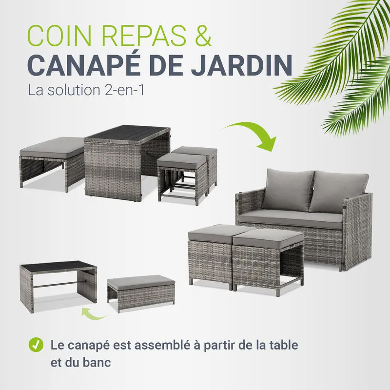 2in1 Polyrattan Gartenmöbel Jamaika