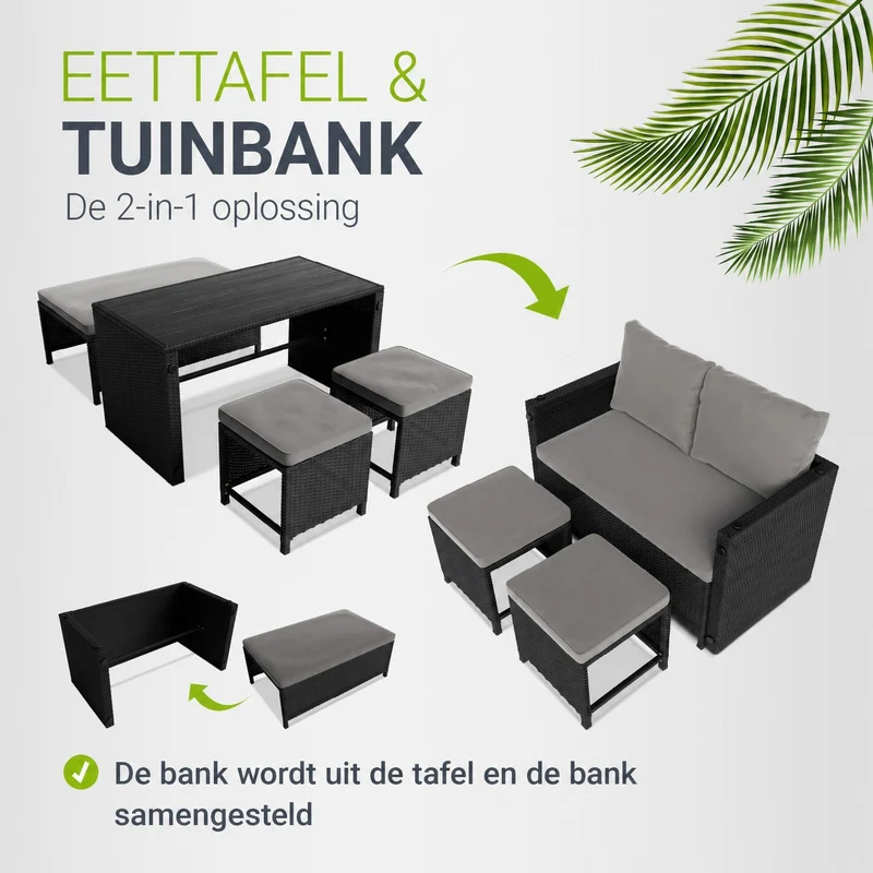 2in1 Polyrattan Gartenmöbel Jamaika