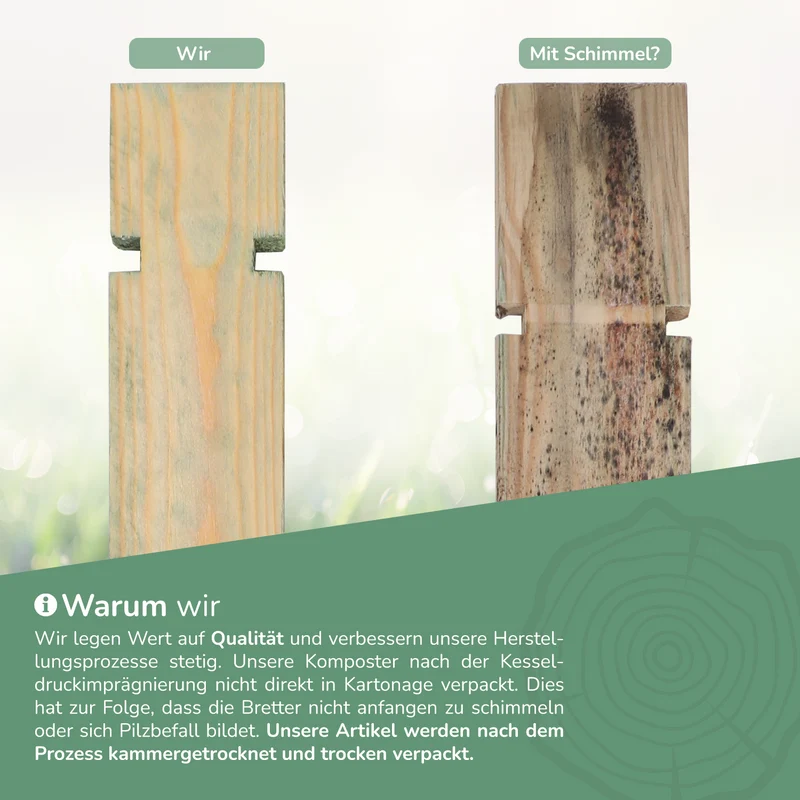 P24® Komposter aus Holz 100x100x70cm, 480l Fassungsvermögen, Stecksystem
