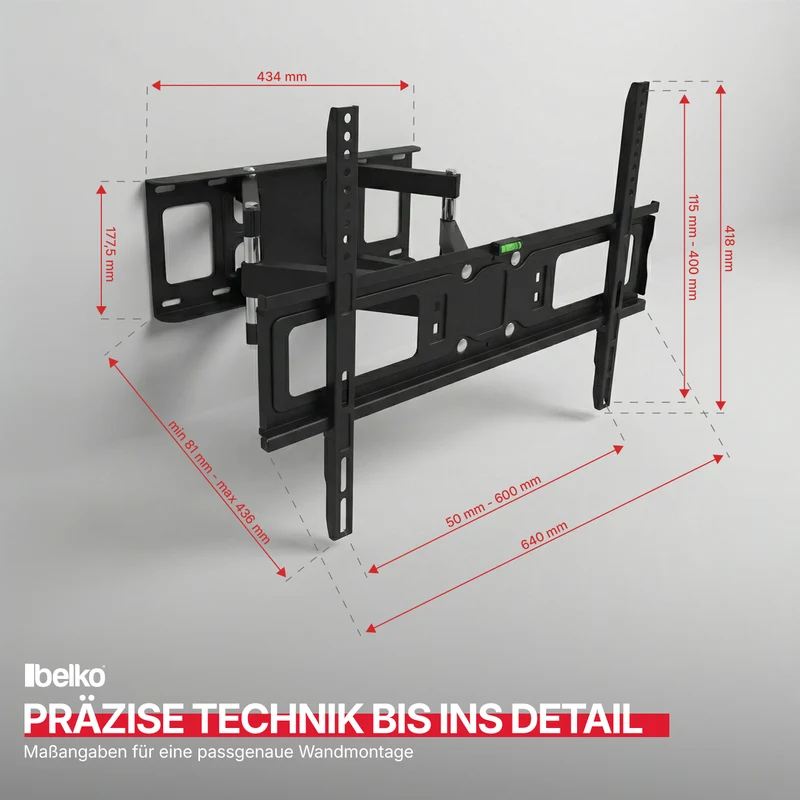 P24® Premium TV Wandhalterung, VESA max 600x400mm, Wandabstand: 75-400mm, für 32" - 70