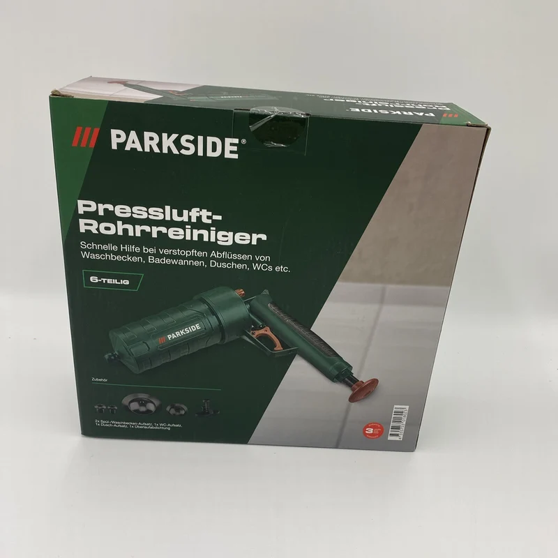 Parkside Pressluft Rohrreiniger Abflussreiniger Abflusspumpe NEU