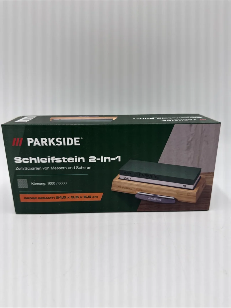 Parkside Schleifstein 2-in-1 Körnung 1000 / 6000 mit Bambus Basis ca. 21,5x9,5cm