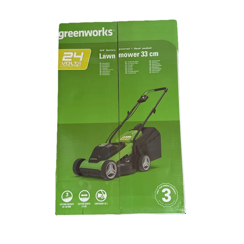 24V Akku Rasenmäher 33cm Greenworks GD24LM33K2 Ohne Akku Und Ladegerät