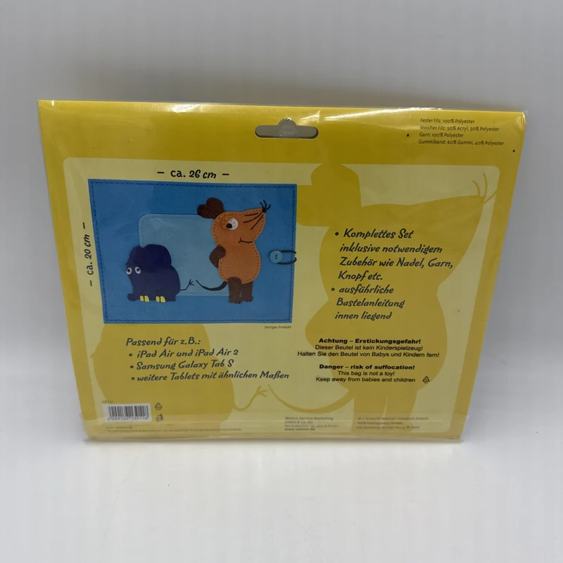 Wenco Filz-Bastelset Tablet-Hülle mit Maus und Elefanten Motiv