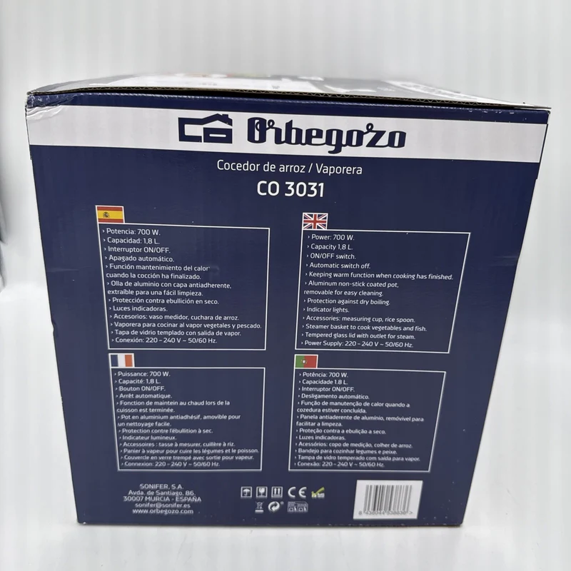 Orbegozo CO 3031 Reiskocher und Dampfgarer, 1,8 Liter Fassungsvermögen