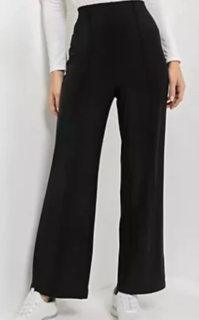 KIM & CO. Hose Kyla, lange Form Deluxe Brazil Knit Biese weites Bein. Gr.L BK