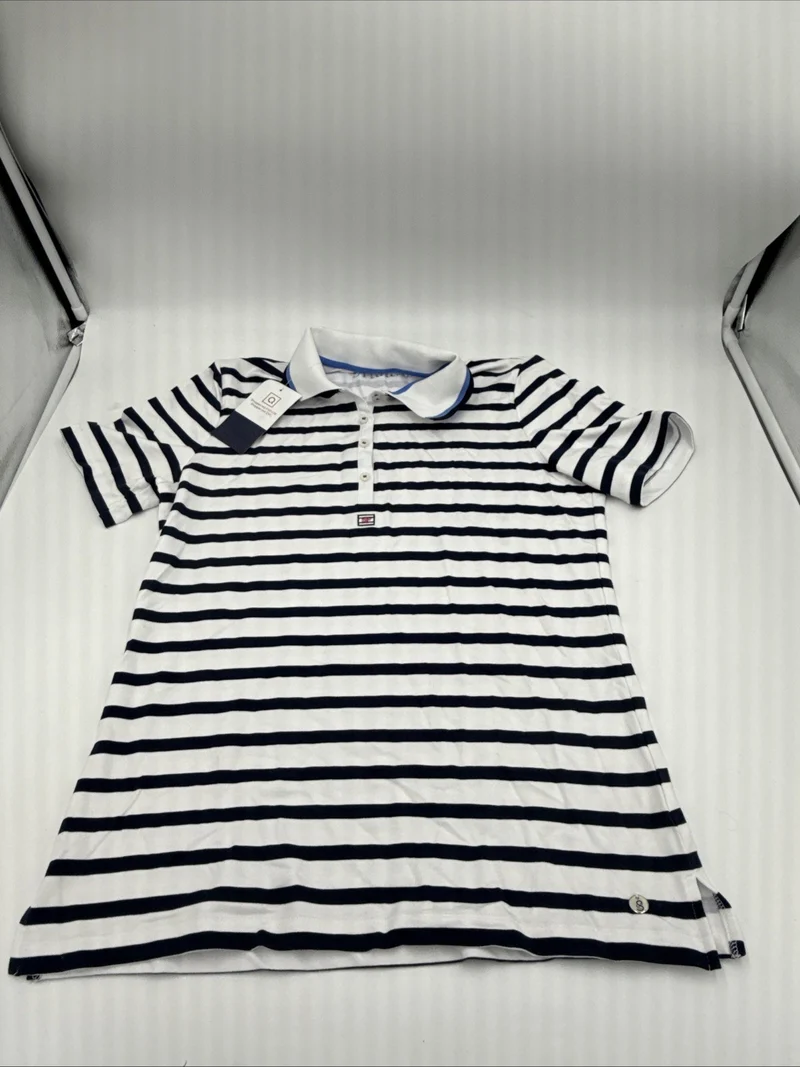 STRANDFEIN Poloshirt,1/2-Arm gestreifter Jersey Logostickerei figurumspielend 36