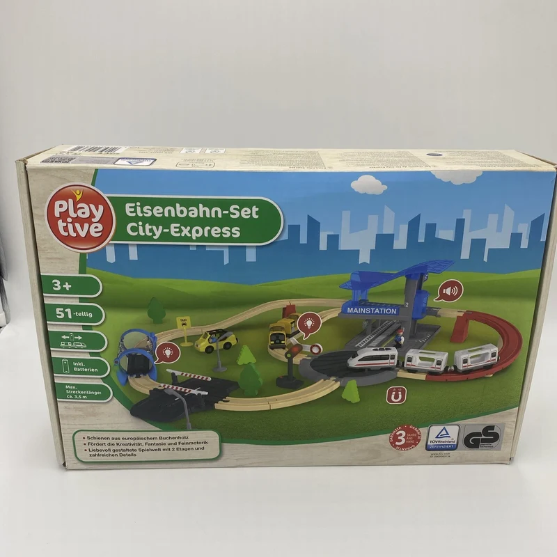 Playtive Eisenbahn Set Holzspielzeug Holzeisenbahn Modelleisenbahn