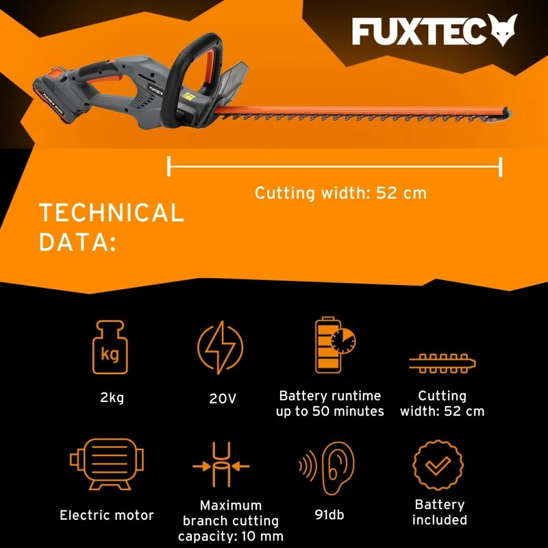 FUXTEC accu-heggenschaar FX-HT20 SET - 52 cm meslengte