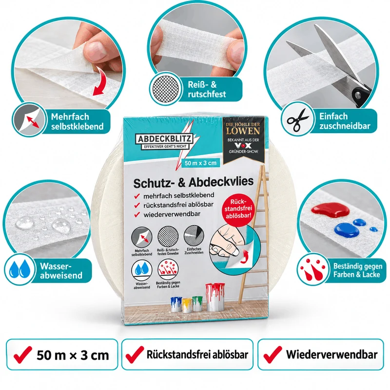 Abdeckblitz Schutz- & Abdeckvlies 0.03 x 50 m Selbstklebend