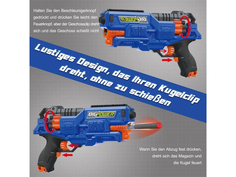Bigpower Electric Spielzeug Pistole für Kinder Elektrische Pistole Spielzeug Blaster mit 50 Schaumstoffpfeilen und Zielscheibe kompatibel mit der Hauptmarke Kinder Waffe Set für Jungen 8-12+