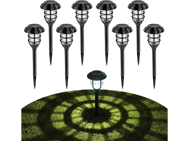 8x Solarleuchten Kaltweiß Garten Solarlampe für Außen Gartenleuchten Wasserdichte LED Deko Wegleuchten für Rasen Terrasse Patio Weg