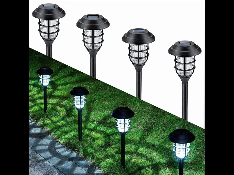 8x Solarleuchten Kaltweiß Garten Solarlampe für Außen Gartenleuchten Wasserdichte LED Deko Wegleuchten für Rasen Terrasse Patio Weg