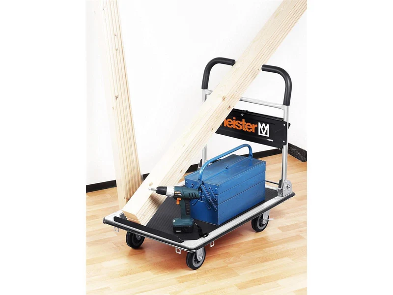 Meister Plattformwagen "cut-off" - Klappbar - Bis 300 kg Tragkraft - Feststellbremse / Transporthilfe mit Lenkrollen / Paketwagen mit Antirutsch-Beschichtung / Klappwagen aus Stahl / 8985630