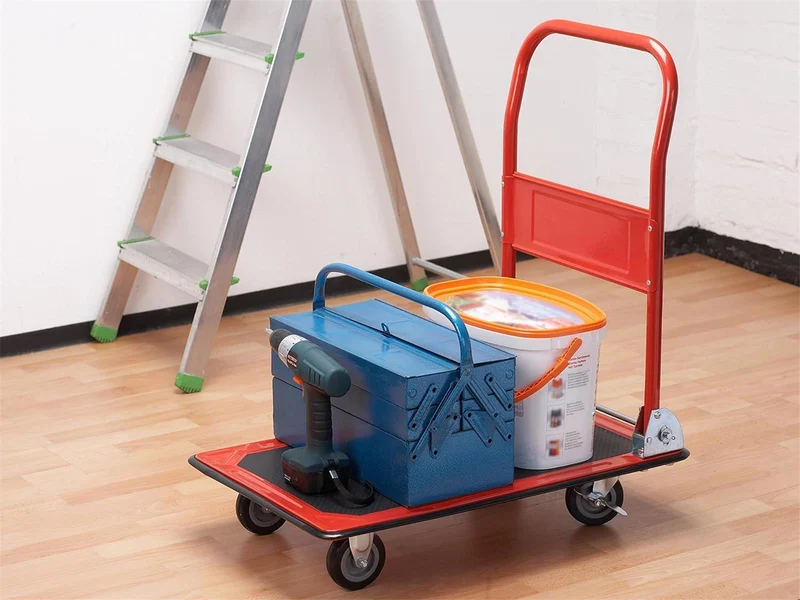 Meister Plattformwagen - Klappbar - Bis 150 kg Tragkraft - Feststellbremse / Transporthilfe mit Lenkrollen / Paketwagen mit Antirutsch-Beschichtung / Klappwagen aus Stahl / 8985400