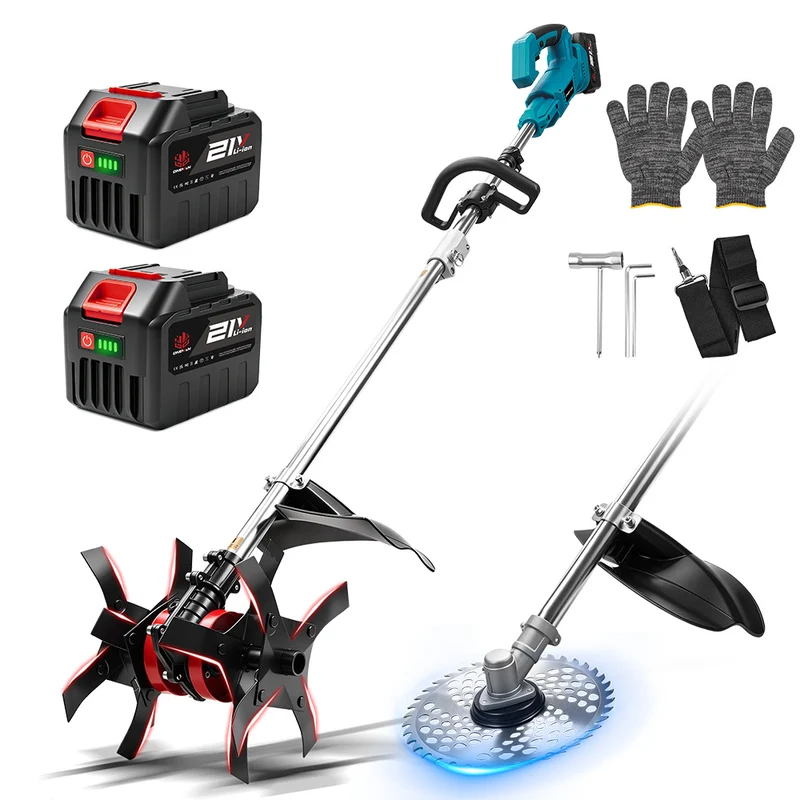 ONEVAN 2-in-1 Cordless Tiller & Grass Trimmer | For Makita 18V Battery