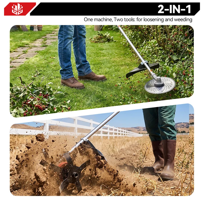 ONEVAN 2-in-1 Cordless Tiller & Grass Trimmer | For Makita 18V Battery