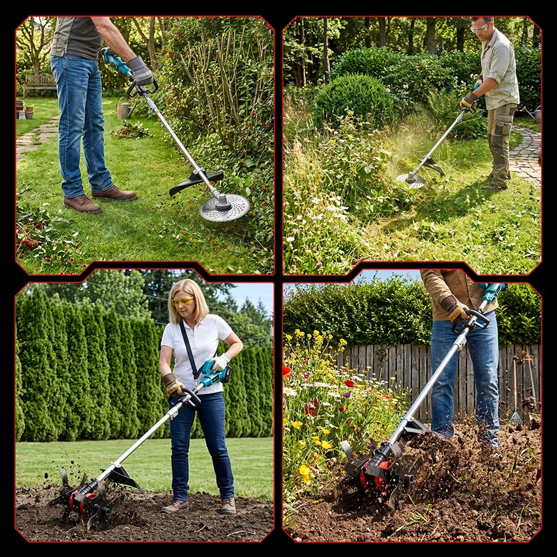ONEVAN 2-in-1 Cordless Tiller & Grass Trimmer | For Makita 18V Battery