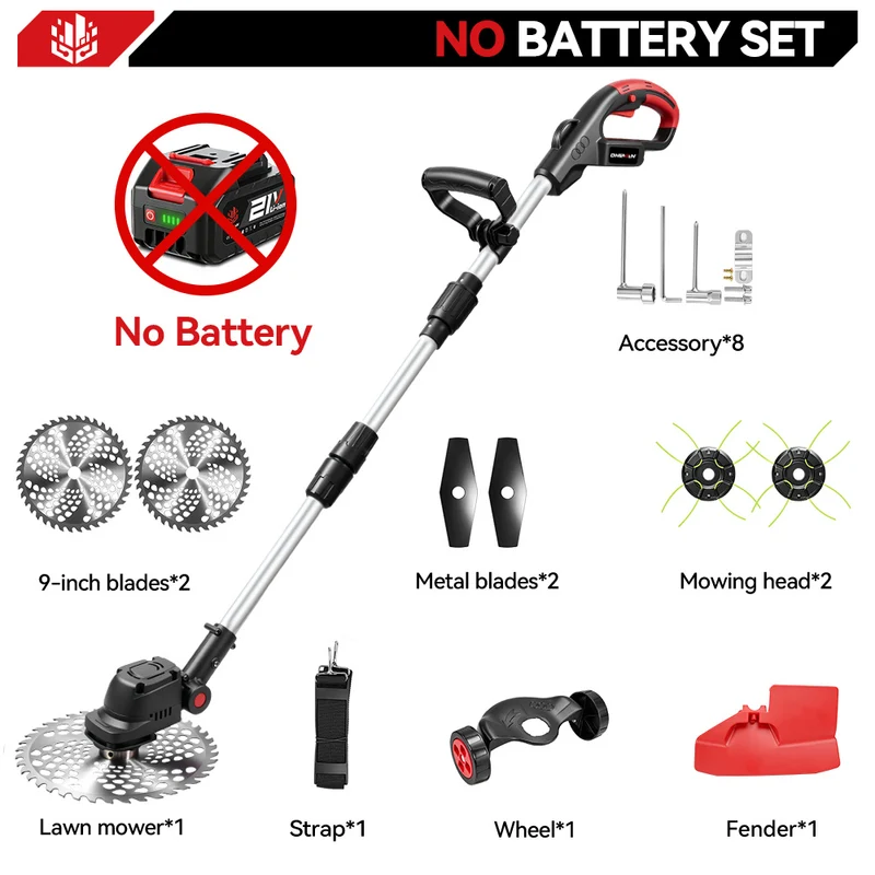 ONEVAN 9" Cordless Brushless Lawn Mower Kit with Wheels – Adjustable 45° Head | For Makita 18V Battery