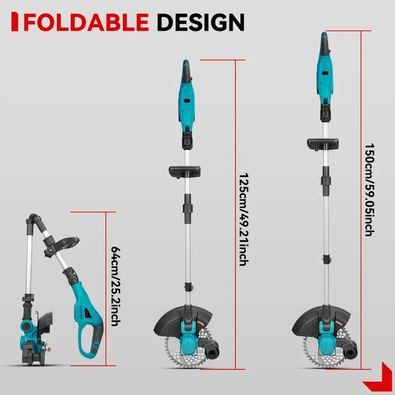 ONEVAN Cordless Grass Trimmer | Foldable Telescopic 3-Blade | For Makita 18V Battery