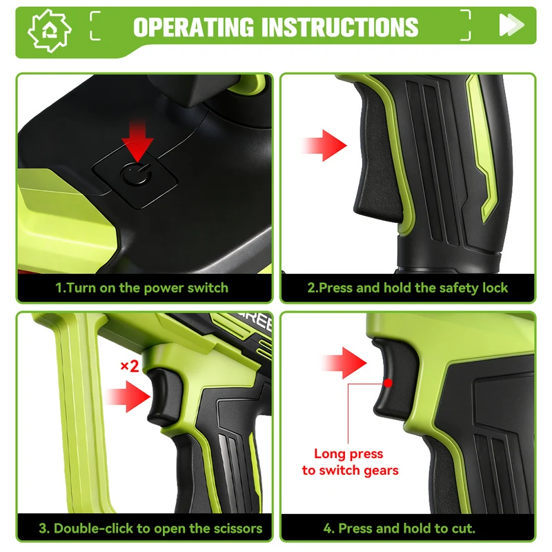 ONEVAN 30mm Brushless Cordless Pruning Shears Kit with Counter & Battery Display