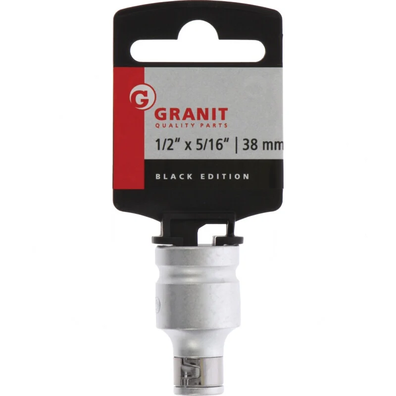 GRANIT BLACK EDITION 1/2" Bit-Adapter-Stecknuss, 1/2" x 5/16" – 38 mm