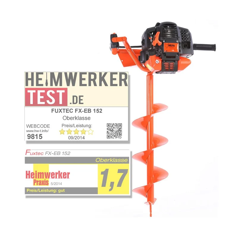 B-WARE FUXTEC Grondboor Benzine incl. 100/150/200mm hulpstukken - 52cc - FX-EB152 (Nederlands instructieboek)