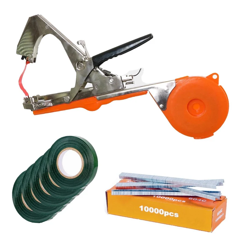FUXTEC bindingstang - SET - FX-BZ30 - Incl. Bevestigingsmateriaal 5 Rollen Bindband PVC en 10.000 Bindnieten
