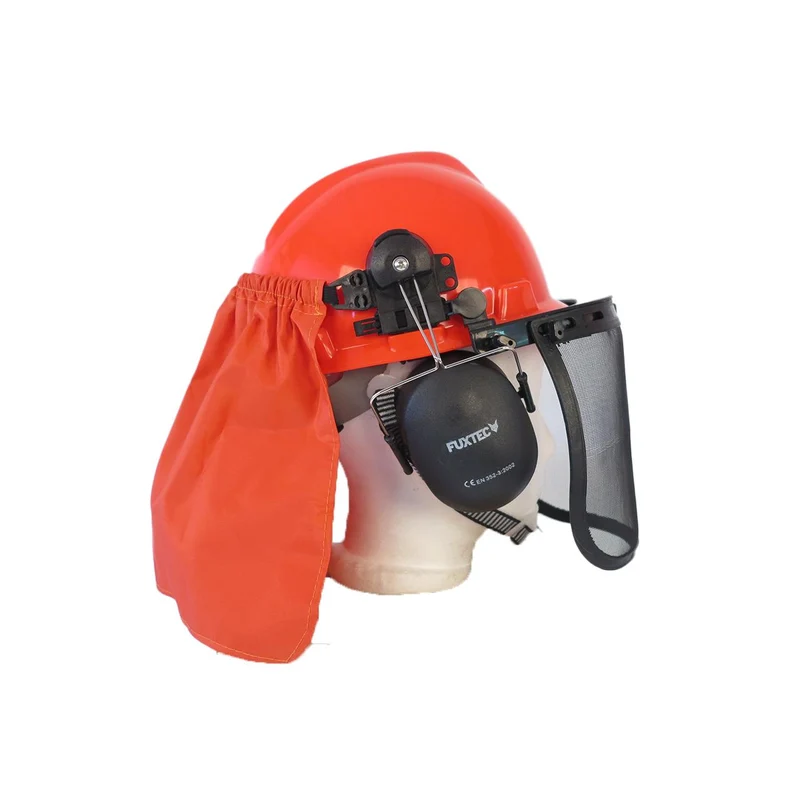 FUXTEC veiligheidshelm met nekbescherming en gehoorbescherming - werkkleding / bosbouw