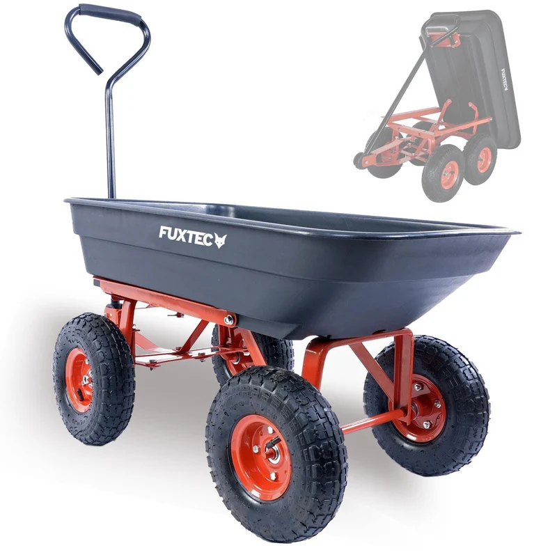FUXTEC tuinkar zwart - Met comfortabel stuur en rubberen handgreep - Max. Hoogte belasting: 300 kg - FX-KW2175