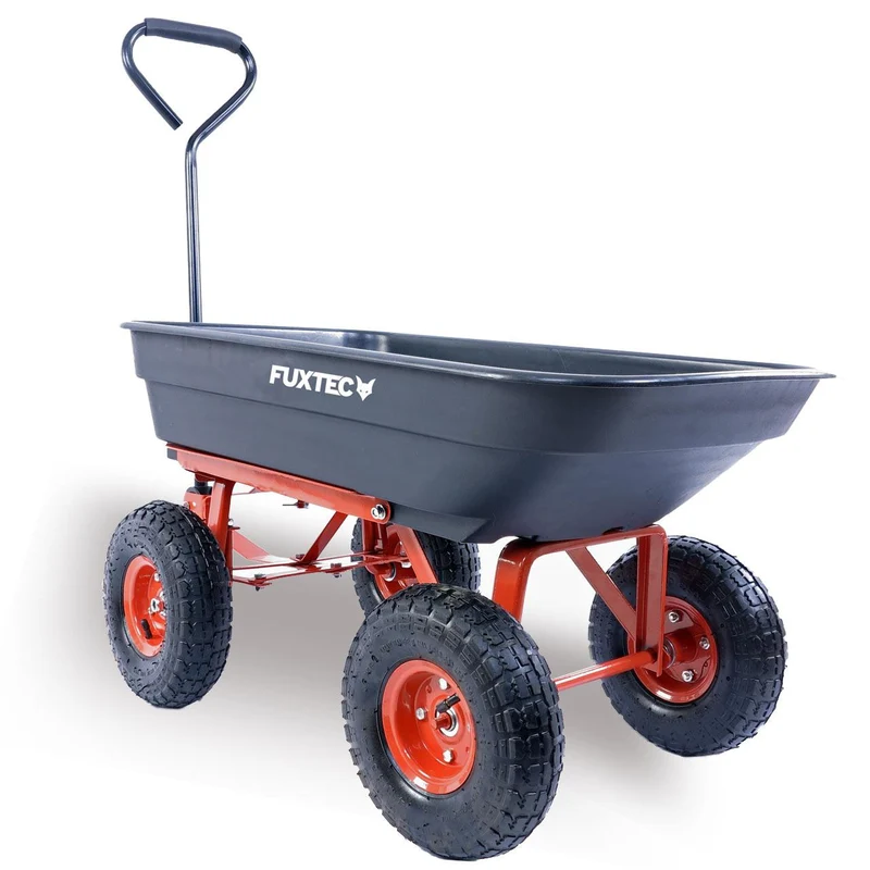 FUXTEC tuinkar zwart - Met comfortabel stuur en rubberen handgreep - Max. Hoogte belasting: 300 kg - FX-KW2175