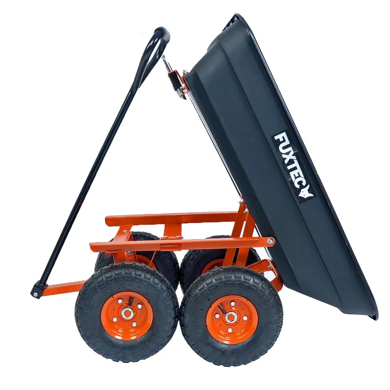 FUXTEC tuinkar zwart - Met comfortabel stuur en rubberen handgreep - Max. Hoogte belasting: 300 kg - FX-KW2175