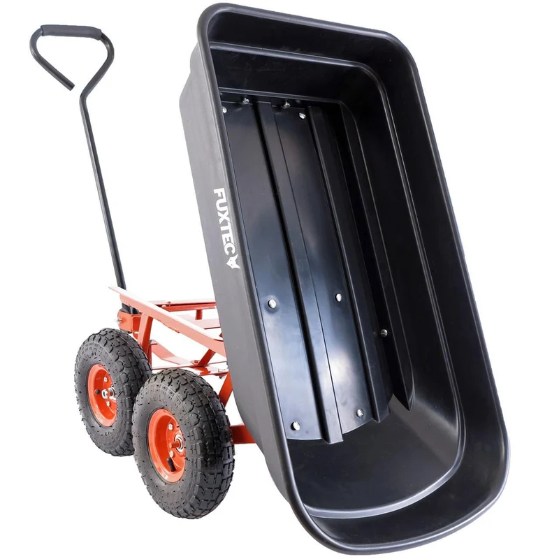 FUXTEC tuinkar zwart - Met comfortabel stuur en rubberen handgreep - Max. Hoogte belasting: 300 kg - FX-KW2175