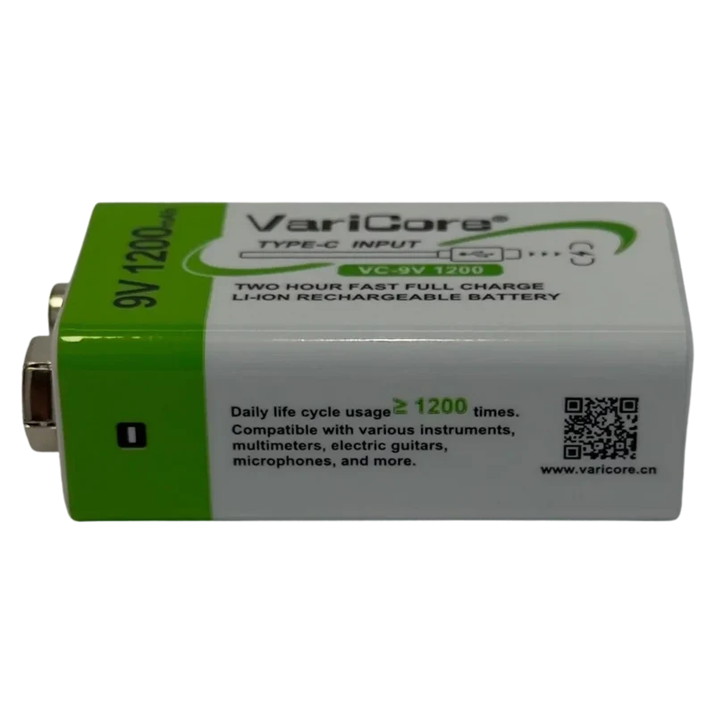 Pile rechargeable 9V Lithium-ion USB-C 1200mAh – 6F22 Haute performance