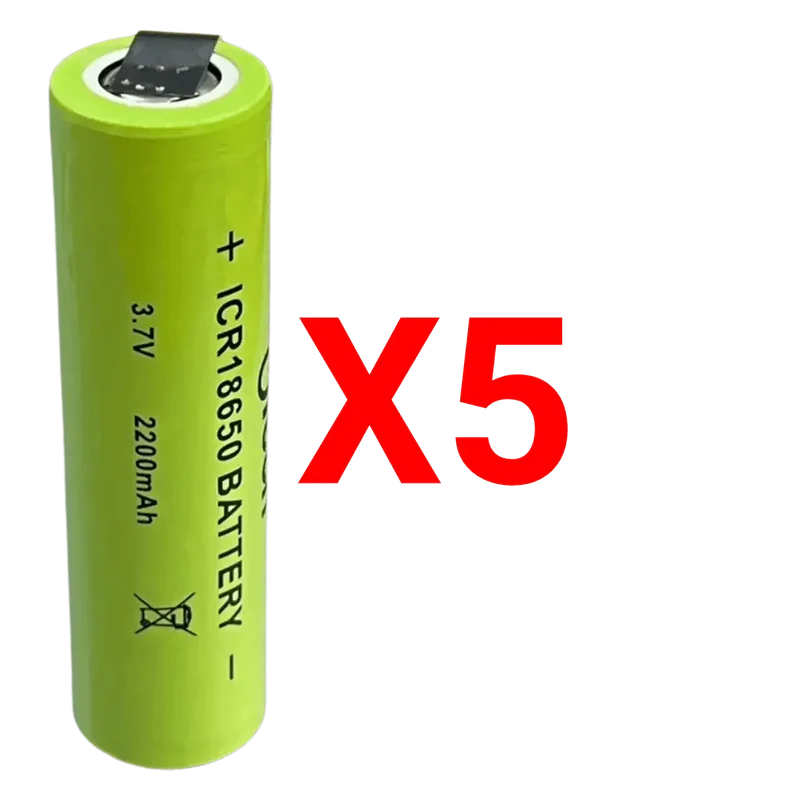 Batterie ICR18650 Li-ion 3.7V 2200mAh avec languettes à souder