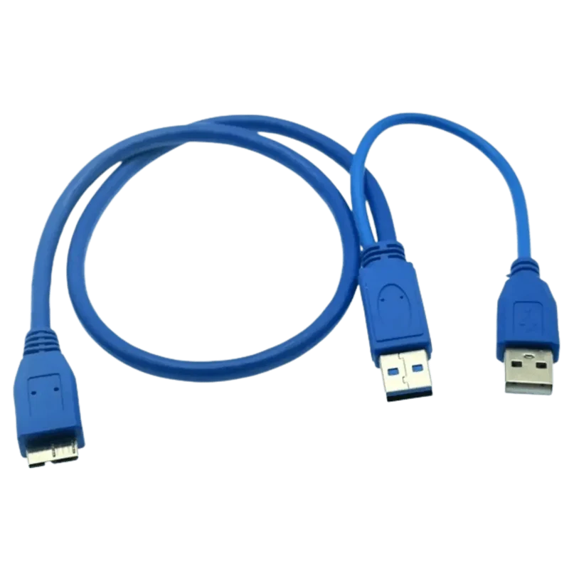 Câble d'alimentation USB 3.0 vers Micro B en Y Bleu 1M