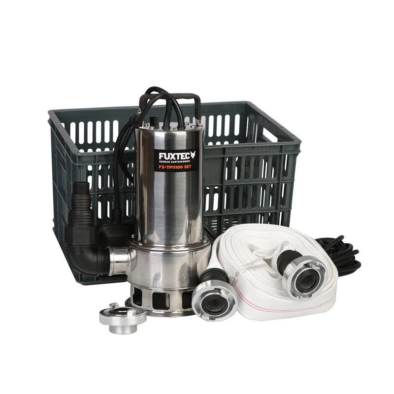 B-WARE FUXTEC dompelpomp - afvalwaterpomp FX-TP11000 INOX - SET - incl. slang en opbergbox