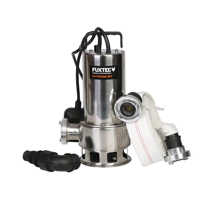 B-WARE FUXTEC dompelpomp - afvalwaterpomp FX-TP11000 INOX - SET - incl. slang en opbergbox