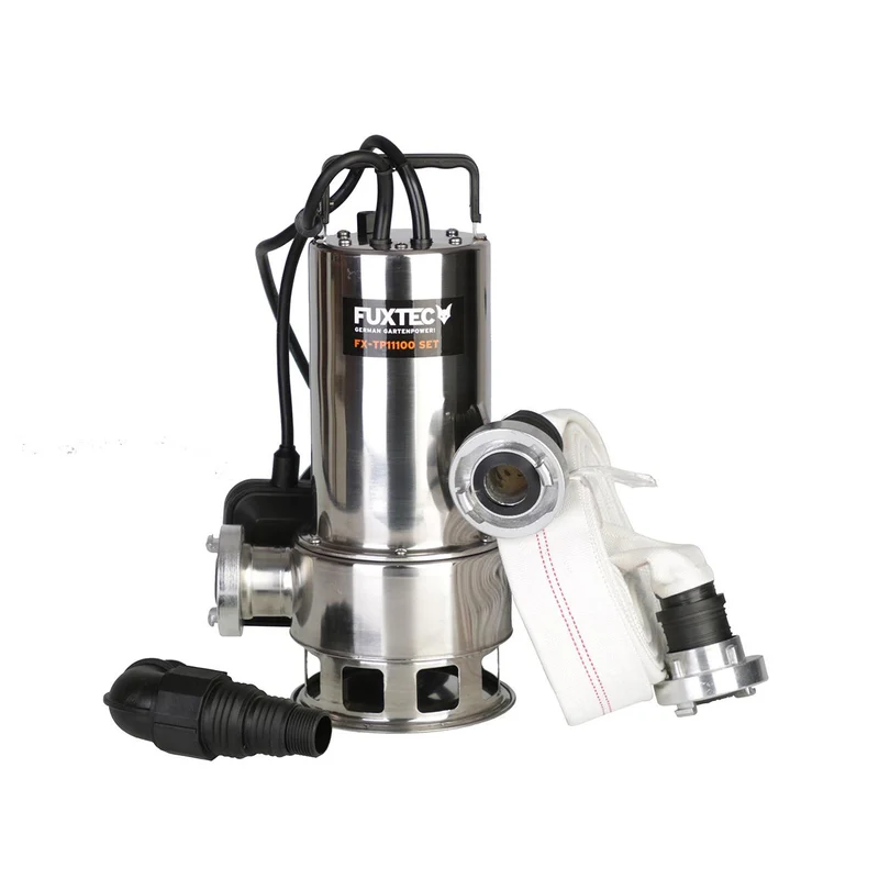 B-WARE FUXTEC dompelpomp - afvalwaterpomp FX-TP11000 INOX - SET - incl. slang en opbergbox