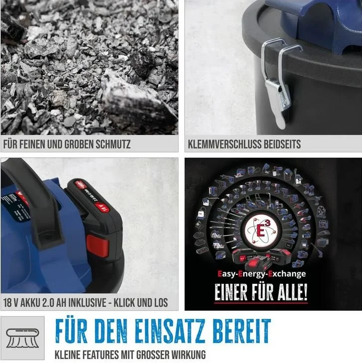 Güde Akku Aschesauger AS 18-201-05 inkl. Akku und Ladegerät