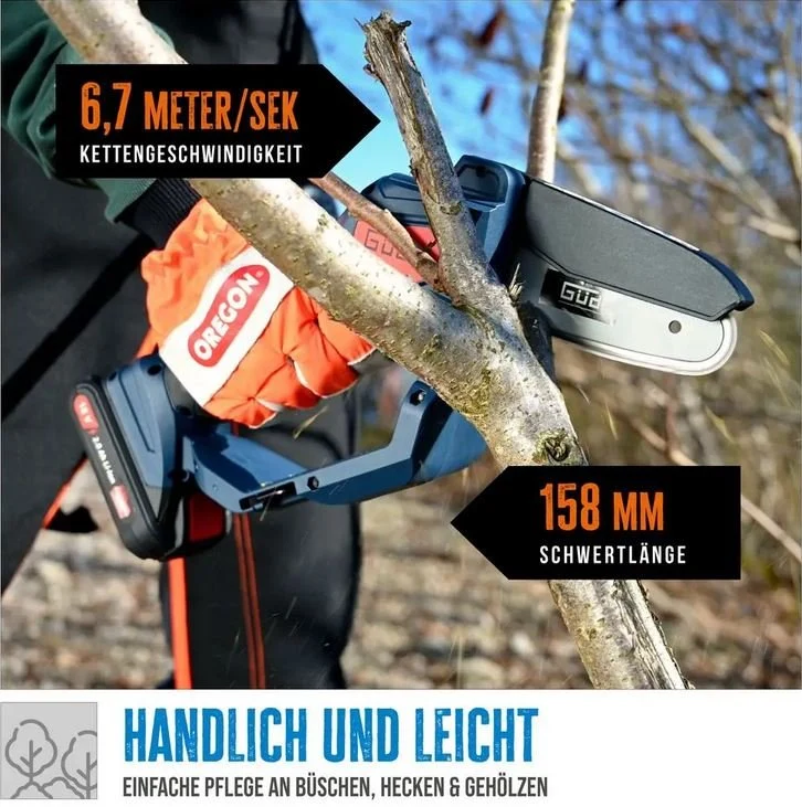 Güde Akku Minikettensäge MK 18-201-05 inkl. Akku und Ladegerät