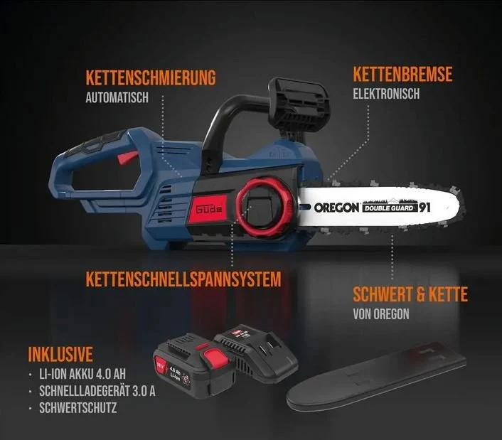 Güde Akku Kettensäge KS 18-401-30 - inkl. Akku und Ladegerät