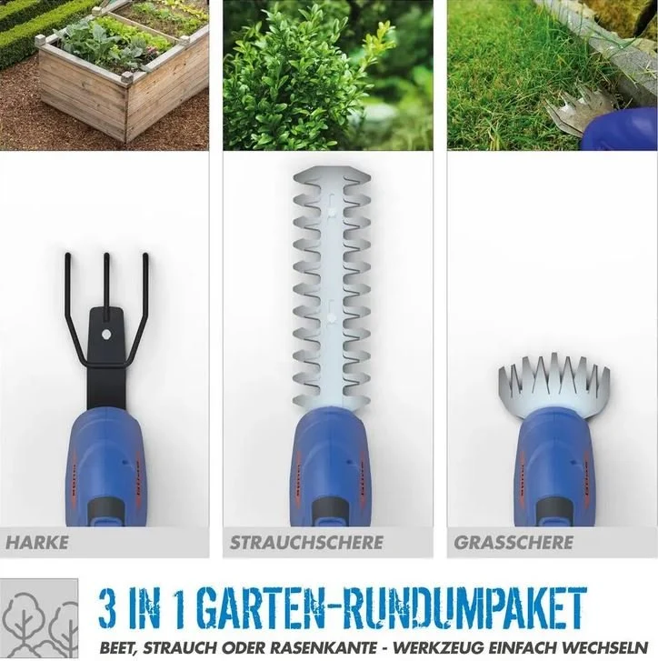 Güde Akku Gartenpflege-Set GPS 18-0 - Rasenschere, Hacke und Strauchschere