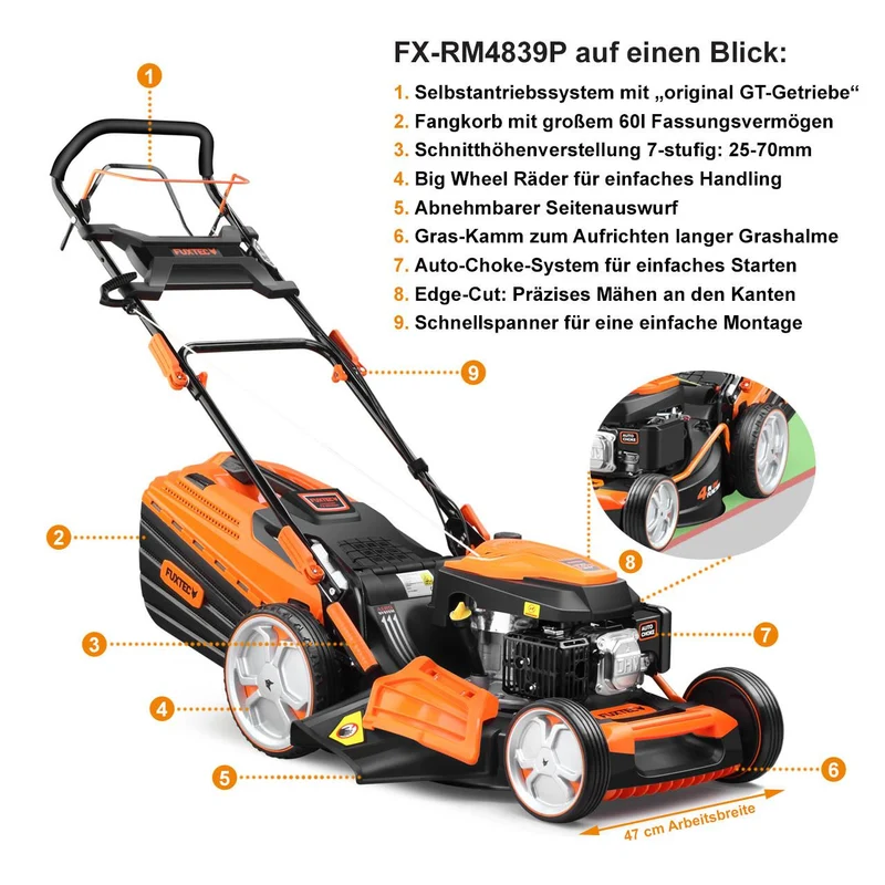 B-WARE Professionele Grasmaaier benzine FX-RM4839P