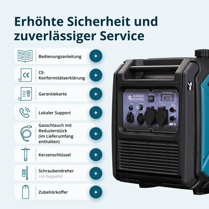 "Könner & Söhnen" LPG/Benzin-Inverter-Generator KS 4000iEG S - 3.5kW Nennleistung - Benzin / Gas Motor - 230V