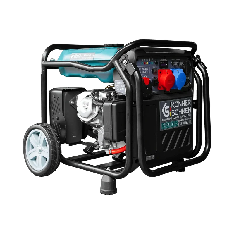 "Könner & Söhnen" Inverter-Generator KS 8100iEG 1/3 - 8kW Nennleistung (230/400V ohne Umschaltverluste abrufbar) - Benzin-/Gasmotor