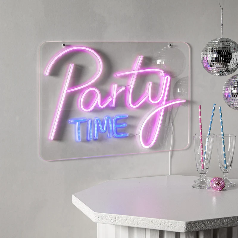 Star Trading LED-Dekoration "Plexy", Party Time bunte LED, ca. 48x36 cm, Plexiglasscheibe, 2 m Kabel, inkl. USB-Kabel, indoor, Vierfarb-Karton