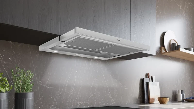Siemens LI97RA561 iQ500 Flachschirm-Dunsthaube 90 cm Edelstahl + LZ49551 Edelstahl Anbaugriff