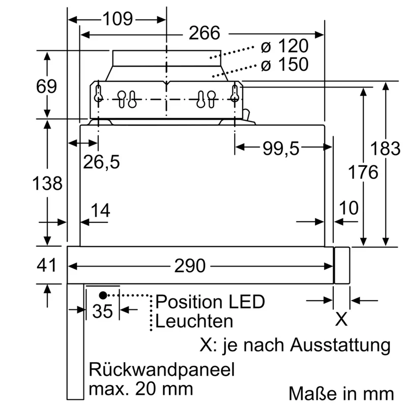 Siemens LI63LA526 iQ100 - Flachschirm-Dunsthaube - 60 cm - Silbermetallic + LZ46551 Edelstahl Griff
