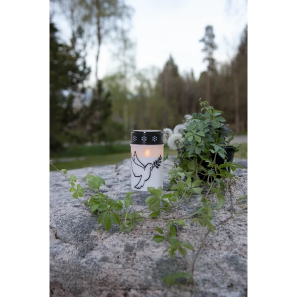 Star Trading LED-Grablicht "Dove"warmwhite LED, Kunststoff, weiß/Taubenmotiv, 2x Größen, exkl. Batterie, Timer, outdoor,Vierfarb-Karton